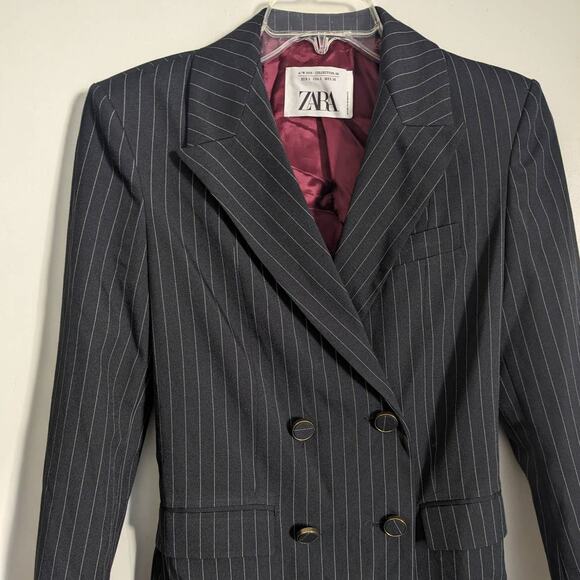 Zara Campaign Collection Special Edition Pinstripe Dress Jacket Coat, Size Small - Picture 4 of 11